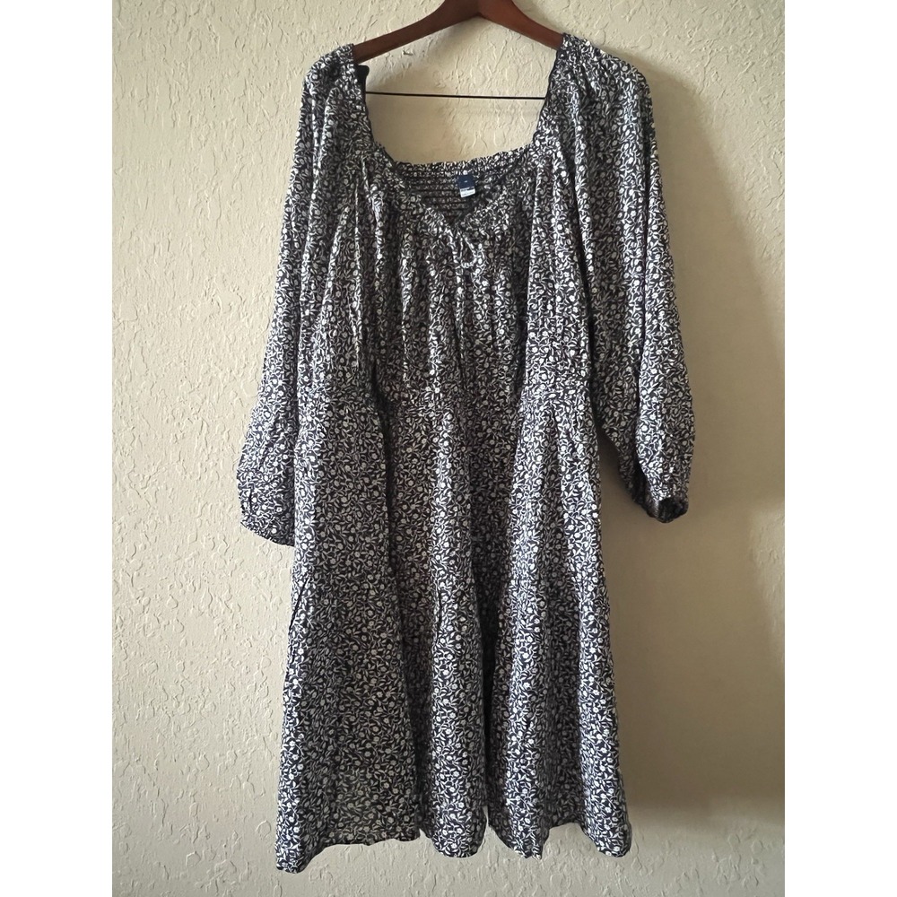 Old Navy Mini Swing Dress 4X Blue Floral Bloomcore Cottagecore Peasant‎ Boho - Picture 2 of 10
